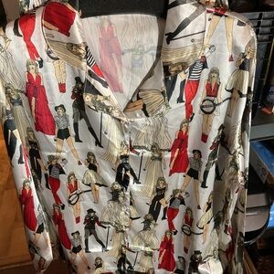 Taylor Swift Red and Black Graphic Silky Pajamas Size XL